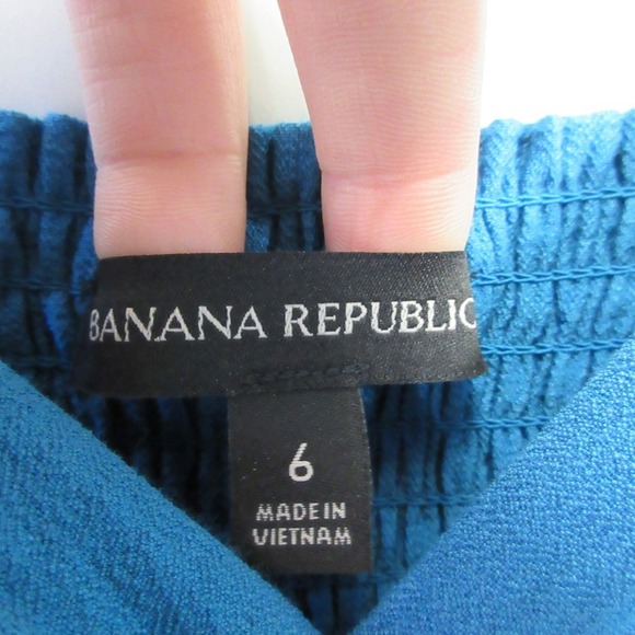 Banana Republic Twist Front Dress 6 Blue Midi V Neck Tank Casual Boho Party 338 - Picture 3 of 12